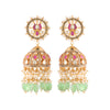Lotus Kundan Jhumka Earrings with Traditional Detailing