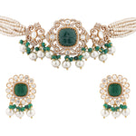 Moissanite Polki Kundan Choker Necklace Set with Earrings