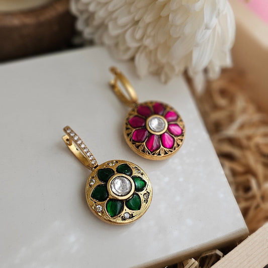 Reversible Kundan Hoops in Silver with 22K Gold Plating