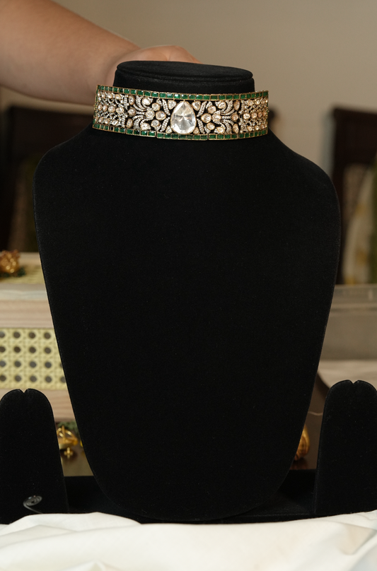 Antique Plated Polki Choker Necklace Set