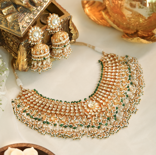 Bridal Kundan Necklace Set with Matching Earrings