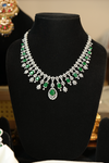 Diamond Look Emerald Necklace Set with Earrings