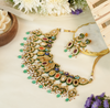 Peacock Navratna Kundan Necklace Set with Matching Earrings