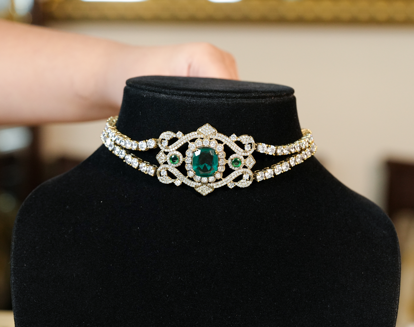 Victorian Style Chokhar Necklace Set with Matching Earrings