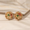 Silver Kundan Stud Earrings with Gold Plating