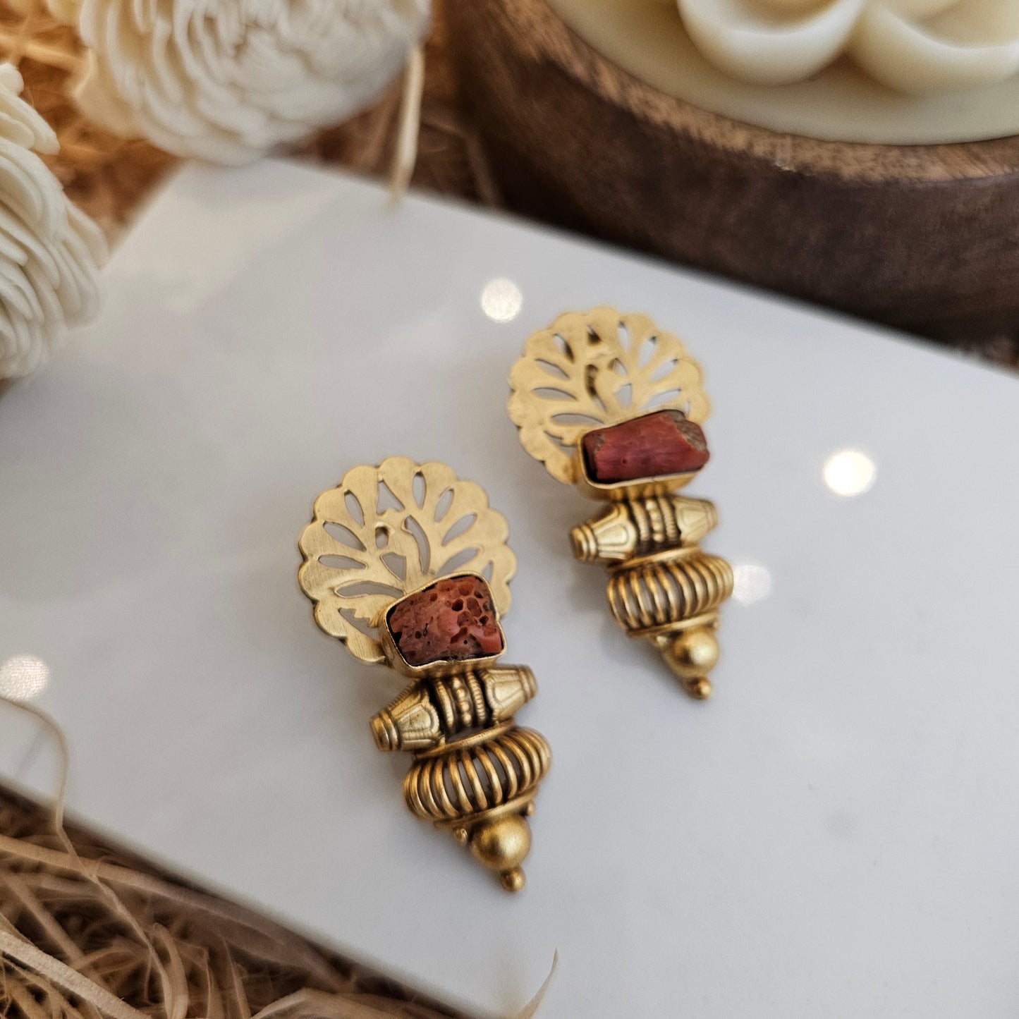 Silver Mayura Earrings with Kundan Detailing