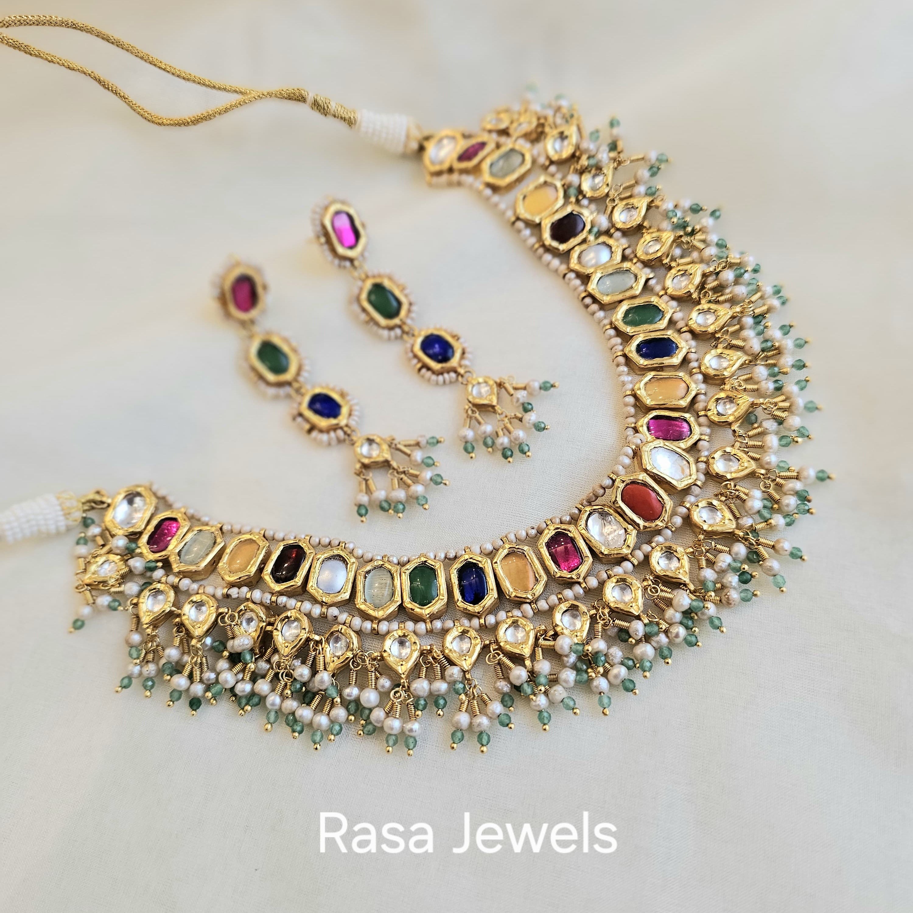 Traditional Navratna Necklace Set – RASA JEWELS