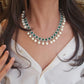 Emerald & Pearl Drop Necklace in Gold-Plated Finish