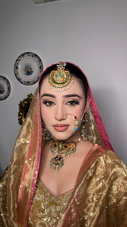 Navratna Chokhar Necklace Set with Matching Earrings