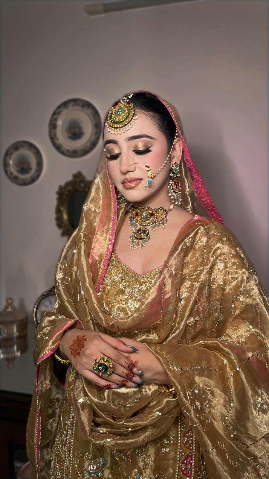 Navratna Chokhar Necklace Set with Matching Earrings