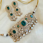 Victorian Gold Plated Moissanite Polki Choker Set