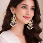Blue kundan danglers