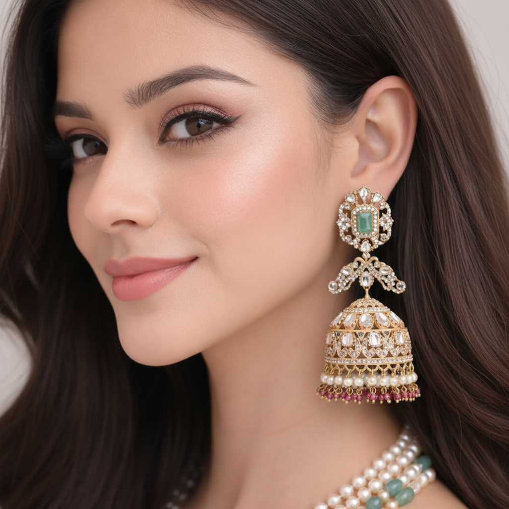 Diamond polki jhumka