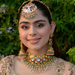 Flourite and ruby jadau kundan necklace set