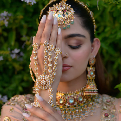 five fingers kundan hathphool ( 1 pair )