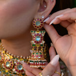 Flourite and ruby jadau kundan necklace set