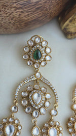 Polki and emerald dangler earrings