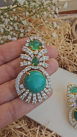 Turquoise emerald statement earrings