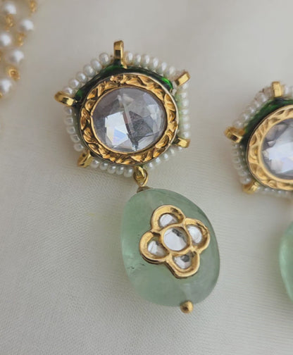 Polki with flourite stones earrings