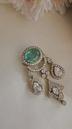 Pure silver Broach with Fluorite stone