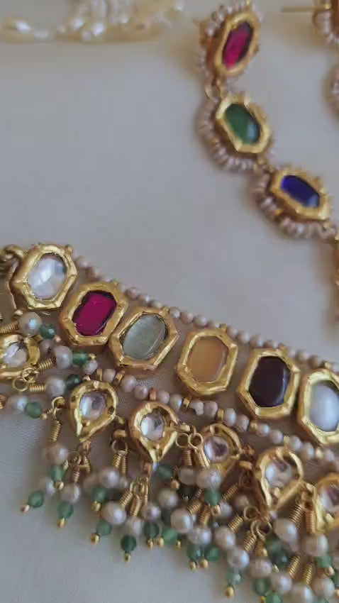 Traditional Navratna Necklace Set