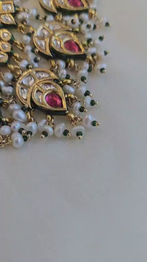 Goldplated kundan pink stone passa