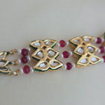 Meenakari lotus kundan firoza bracelet