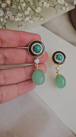 Black enamel turquoise earrings