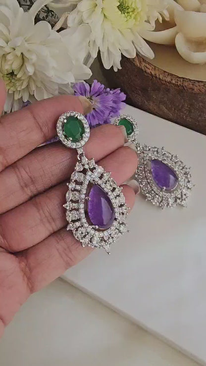 Midnight violet blooms earrings