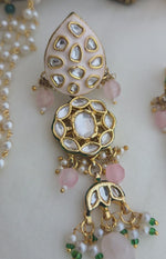 Pink meena kundan earrings