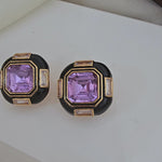 Purple cushion cut earrings