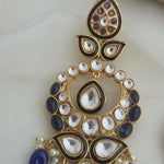 Blue kundan danglers
