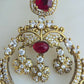 Ruby and blue droplets chandbali