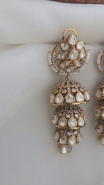 Moissanite polki layerd jhumki