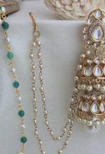 Pearl droplet kundan jhumki with earchains