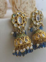 Kundan and blue sapphire jhumki