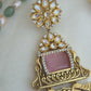 Baby pink long dangler earrings