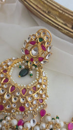 Ruby kundan chandbali earrings