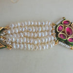 Hot pink kundan and pearl bracelet
