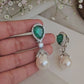 Emerald with pearl drop earing