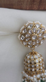 Kundan and emerald droplets jhumki