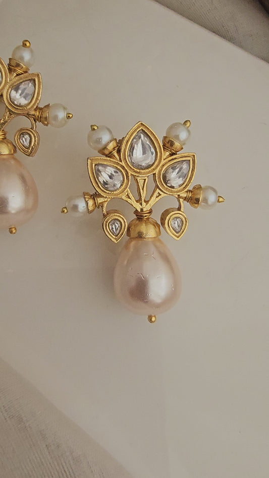 Kundan patti earrings gold plated