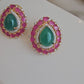 Sultana Ruby Emerald Drop Earrings