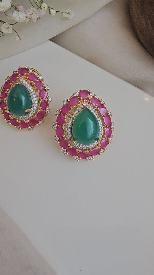 Sultana Ruby Emerald Drop Earrings
