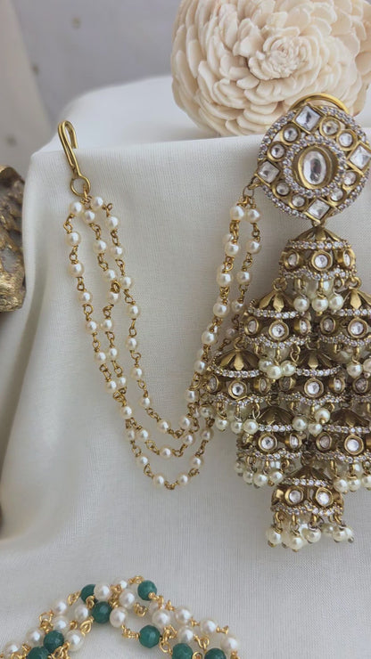 Chandelier antique jhumka with earchains
