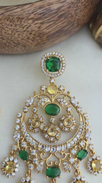 Yellow and emerald chandbali