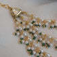 Pearl and green beaded earchain