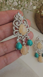 Turquoise and peach drop earrings