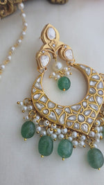 Kundan emerald droplets chandbali